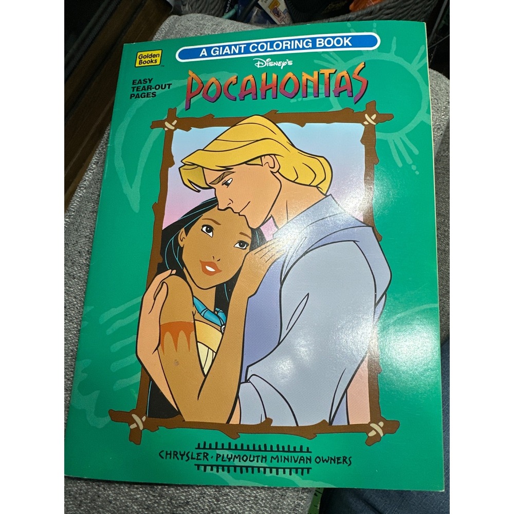 Vintage 1995 Disney Pocahontas Giant Coloring Book Golden Books Chrysler Promo